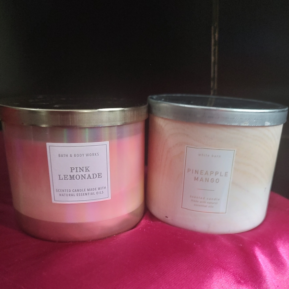 🚨SOLD🚨Pink Lemonade & Pineapple Mango 3 wick bath and body works candle